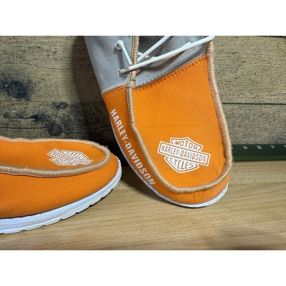 Harley-Davidson x Hey Dude Women's 10.5 Or Men’s 8.5 Slip-On Shoes Orange Black - Picture 9 of 11